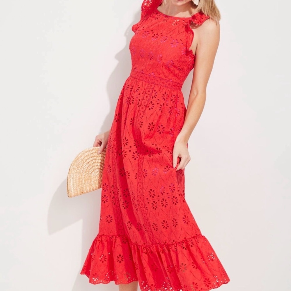 Vineyard Vines eyelet flutter sleeve midi dress
